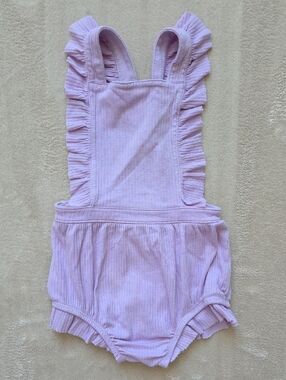 Cat & Jack Lavender Ribbed Ruffle Baby Romper 24m